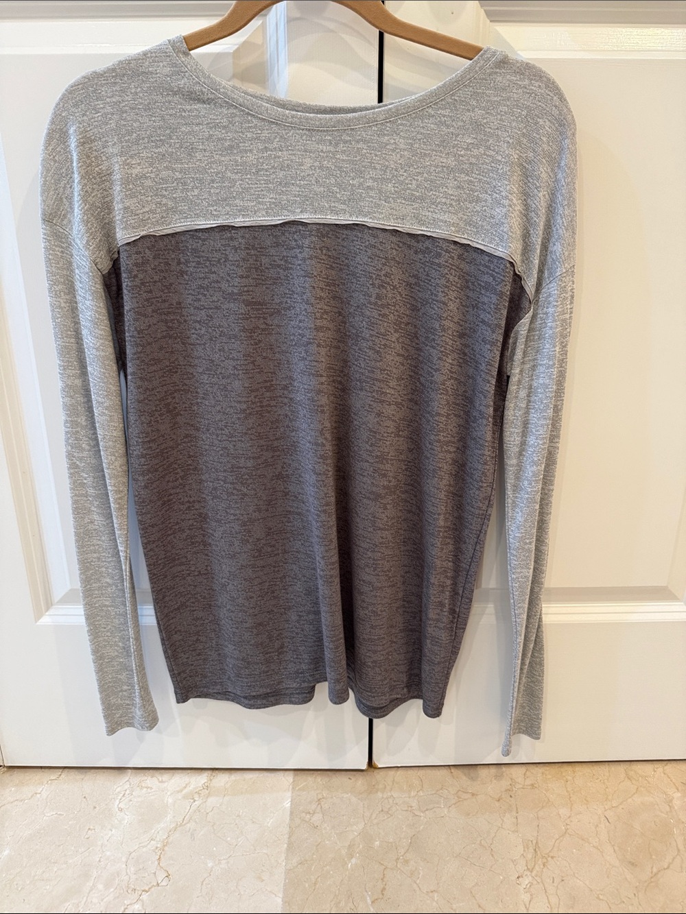 Vince Two-Tone Gray Crewneck Top